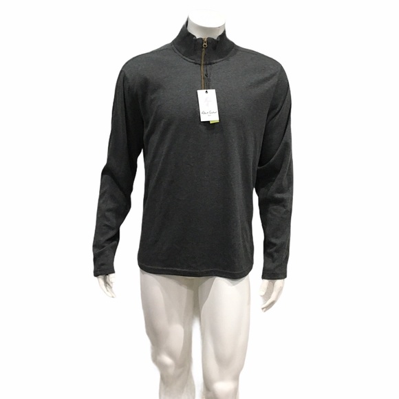 Robert Graham Mens Charcoal Half ZIP Sweater